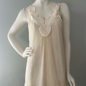 Y2K Mini Slip V Neck Detail Dress Size 2 Ivory & Crean